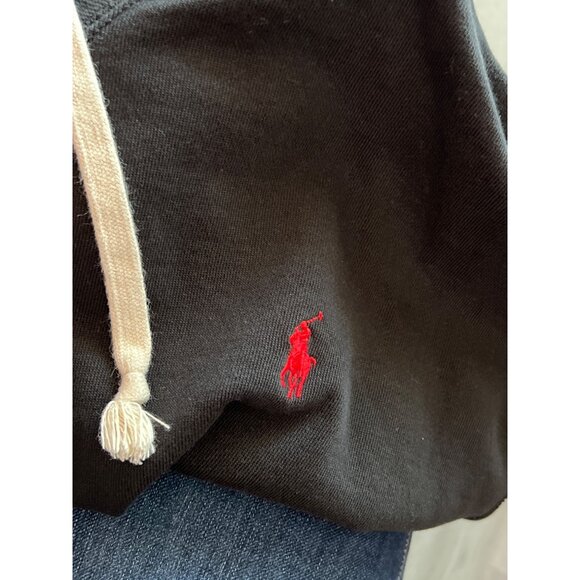Ralph Lauren Black Pullover Hoodie With Red Logo Drawstring Hood & Kangaroo Pock - Picture 9 of 14